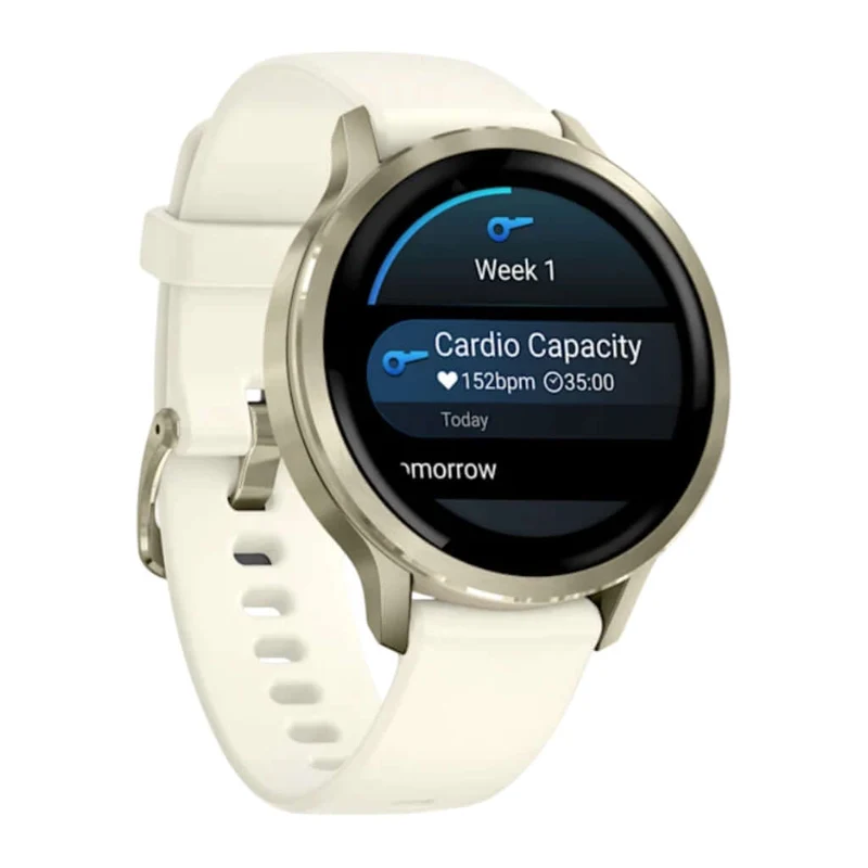 Reloj inteligente Venu® 4, 41 mm, Dorado, correa silicón blanca