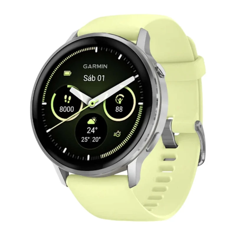 Reloj inteligente Venu® 4, 45 mm, Plata, correa silicón lima