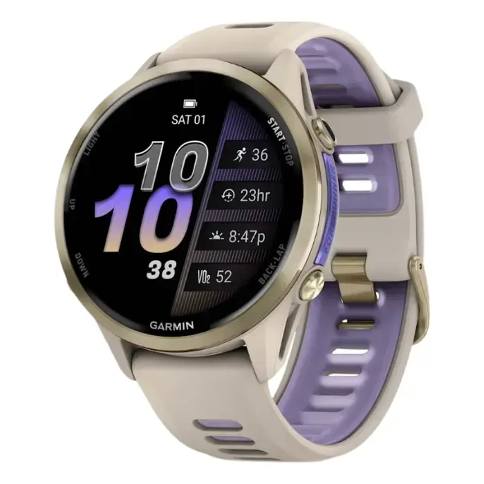 Reloj inteligente Forerunner® 970, dorado claro, correa gris