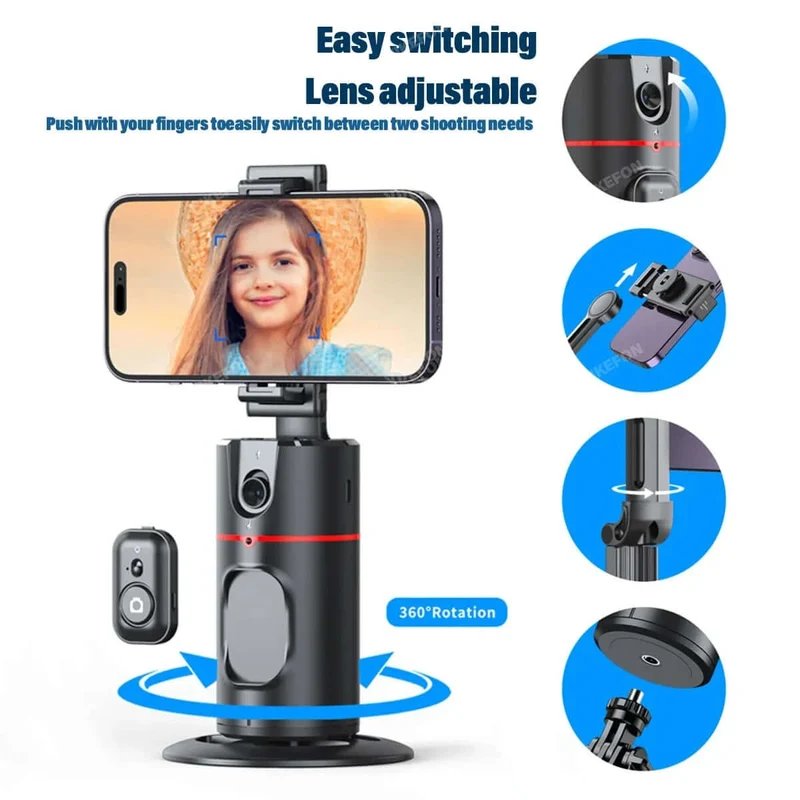 Trípode con seguimiento facial 360 ° Soporte giratorio para teléfono