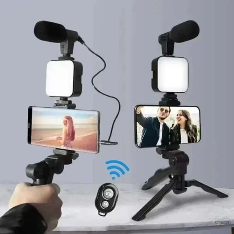 Kit de creación de contenido todo en uno trípode, luz led para transmisión