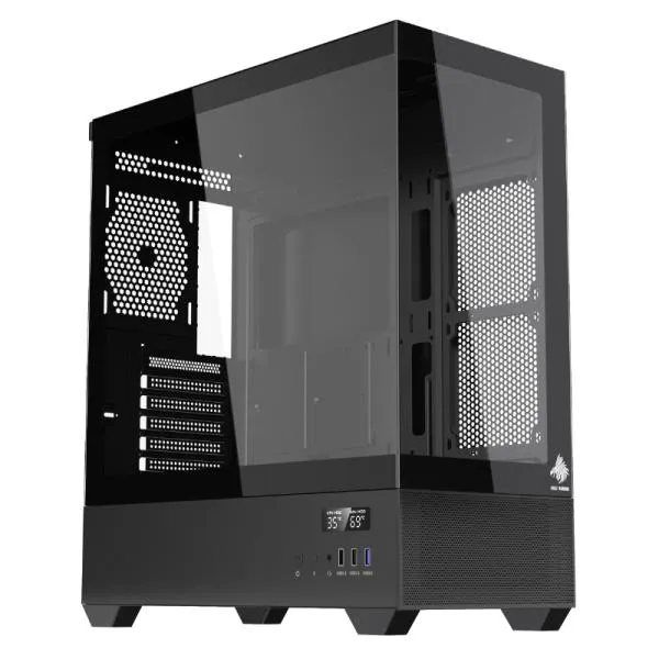 CASE EAGLE WARRIOR CG01TZRA001C MID TOWER SIN VENTILACION INCLUIDA CON VIDRIO TEMPLADO FRONTAL Y LATERAL SIN FUENTE CON PANTALLA DIGITAL NEGRO