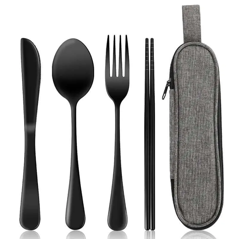 Set de Cubiertos de Acero Inoxidable Portátil (4 Piezas) con Estuche