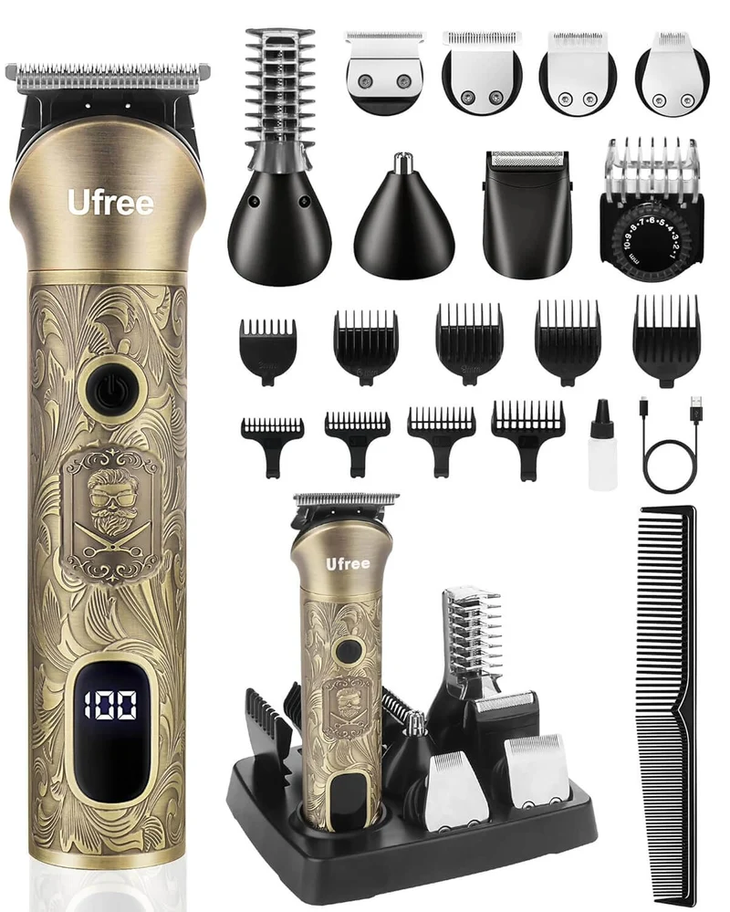 Ufree-maquinilla de afeitar - Rasuradora eléctrica para hombres 6 en 1 inalámbrica Kit para bigote cuerpo nariz y cara
