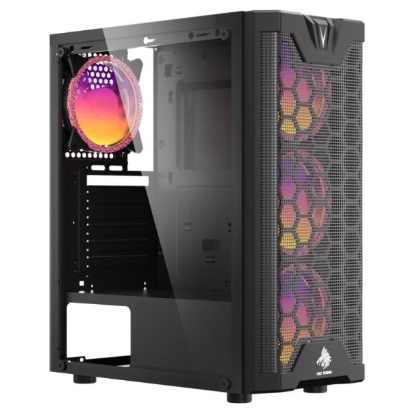CASE RGB EAGLE WARRIOR CG12AARA002C MID TOWER VENTILADORES 3 DE 120MM CON VIDRIO LATERAL Y ACRÍLICO FRONTAL NEGRO