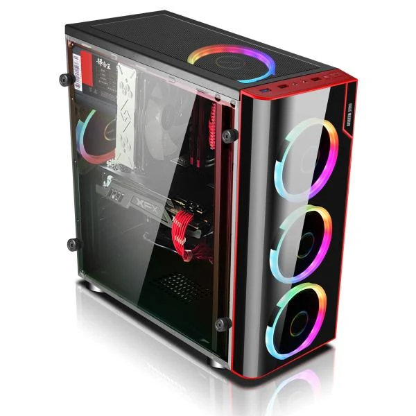 CASE GAMING RGB EAGLE WARRIOR CG06Z3RA001C MID TOWER VENTILADORES 3 DE 120MM CON VIDRIO LATERAL Y PANEL ACRÍLICO FRONTAL NEGRO