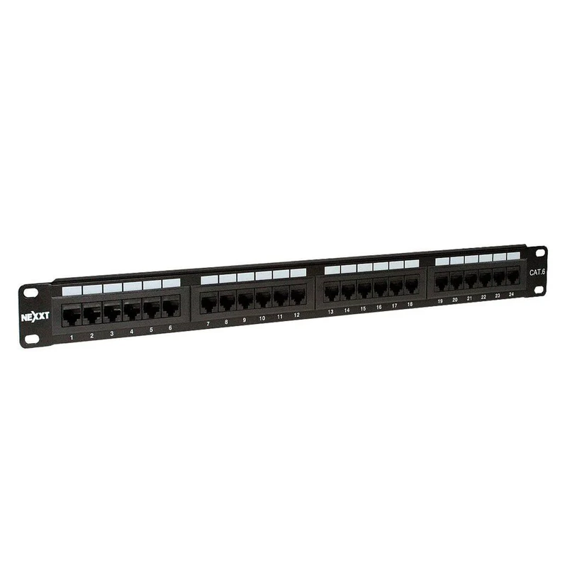 Nexxt Solutions Infrastructure Patch Panel para Montaje en Rack Tablero de Conexiones, Cat6, 24 Puertos, 19"