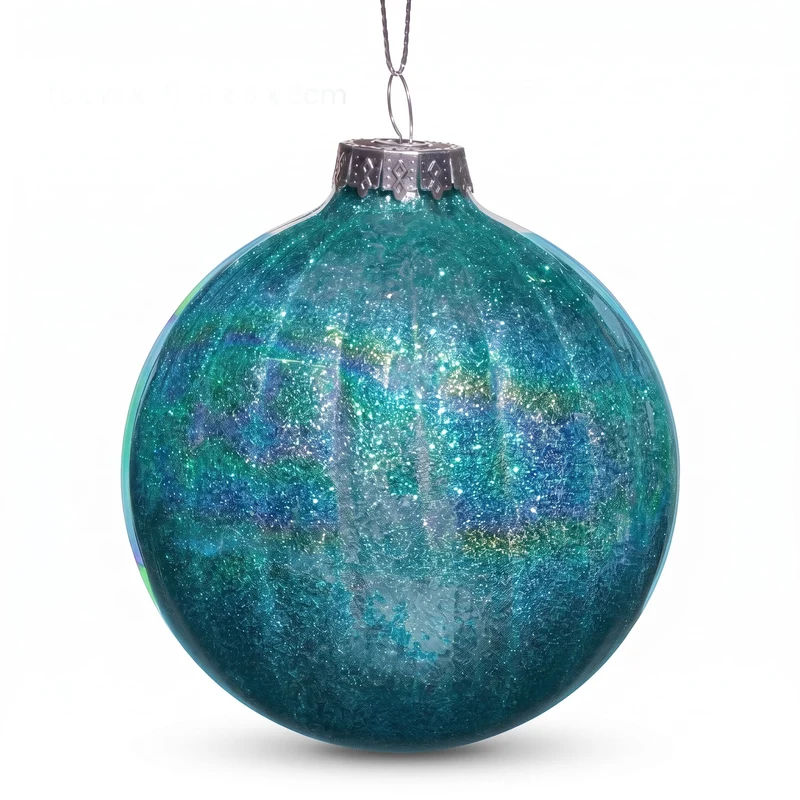 Christabelle 6 Teal Glass Christmas Baubles Textured Gloss 8cm Xmas Tree Decorations Hanging Ornaments Gift Boxed Set