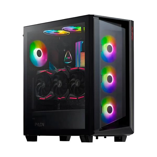 CASE GAMING RGB XPG BATTLECRUISER MID TOWER VENTILADORES 4 DE 120MM CON VIDRIO LATERAL Y MALLA FRONTAL CRUISERST-BKCWW NEGRO