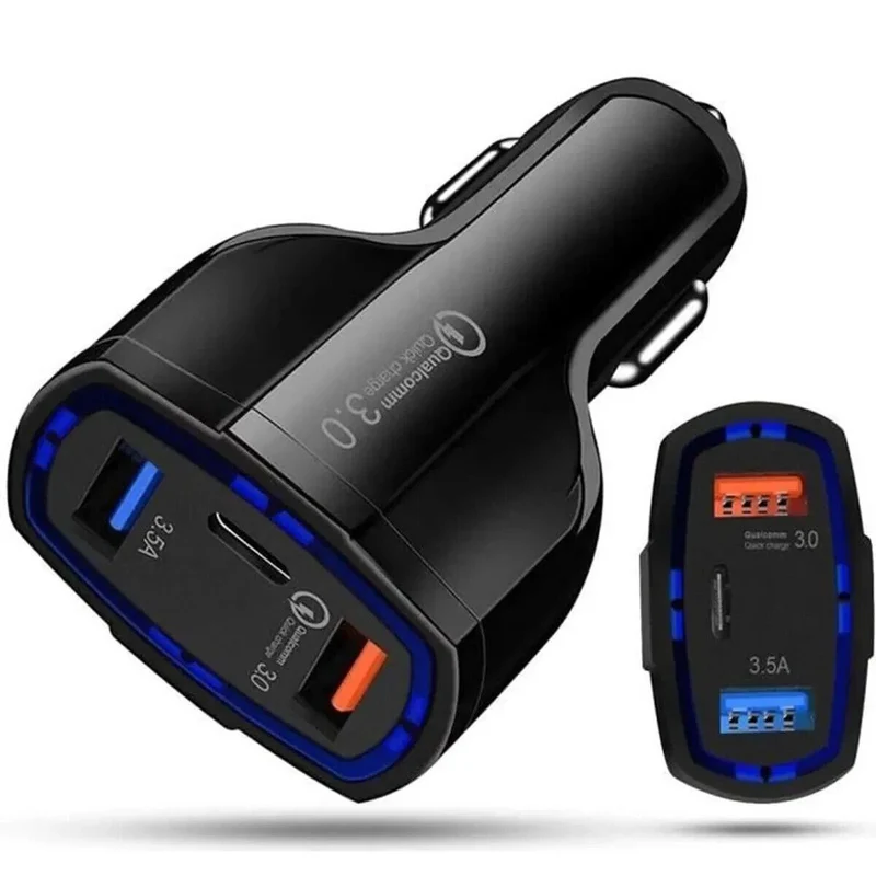Cargador De Smartphone Para Carro Tipo C- Cargador Cigarrera Qualcom Para Carro