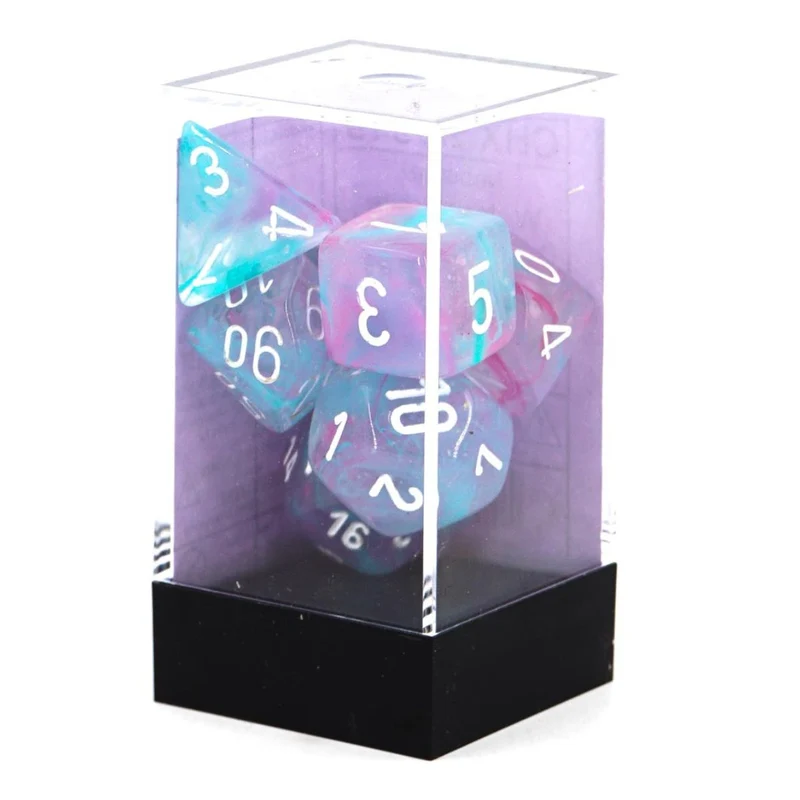 Chessex CHX 27545 Nebula Polyhedral Wisteria/White Luminary 7-Die Set