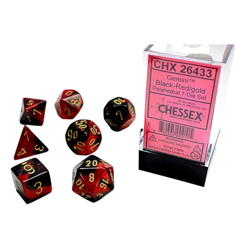 Chessex CHX 26433 Gemini Black-Red/Gold 7-Die Set