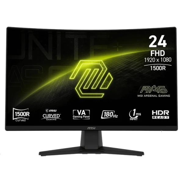 MONITOR MSI MAG 242C 23.6 PULG CURVO 1920 X 1080 180 HZ ANTI-GLARE HDMI Y DP 9S6-3BC31T-004