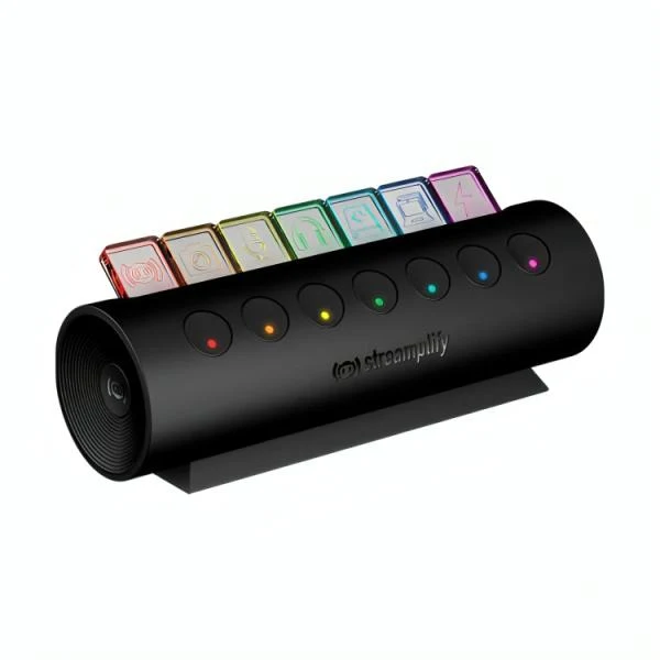 TECLADO STREAMING + HUB STREAMPLIFY 7 PUERTOS USB,TECLADO,MOUSE,WEBCAM,DISPOSITIVO DE CARGA 7-RGB-US-F-BK SPUH-HC71257.11