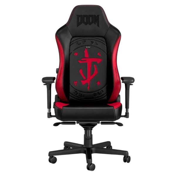 SILLA GAMING NOBLECHAIRS HERO EDICIÓN DOOM CUERO SINTÉTICO RESPIRABLE NBL-HRO-PU-DET NEGRO/ROJO