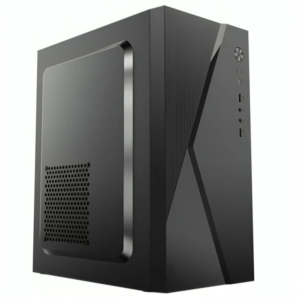 CASE CM04Q1RA001C MINI TOWER SIN VENTILACIÓN INCLUIDA CON PANEL LATERAL Y CON FUENTE DE PODER 600W NEGRO