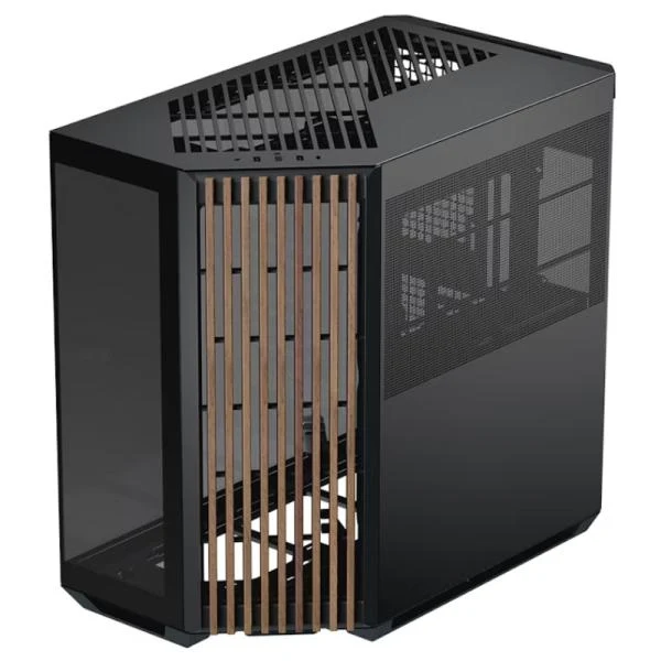 CASE APNX V1-W-BK-V1 MID TOWER SIN VENTILACIÓN INCLUIDA CON VIDRIO LATERAL Y MALLA FRONTAL ANGULADA APCM-VI01103.11 NEGRO / MADERA