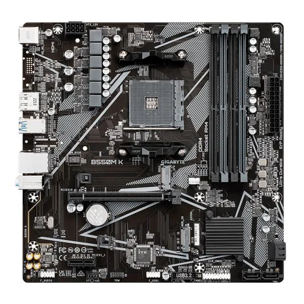 TARJETA MADRE GIGABYTE B550M K AM4 MICRO-ATX DDR4 NEGRO