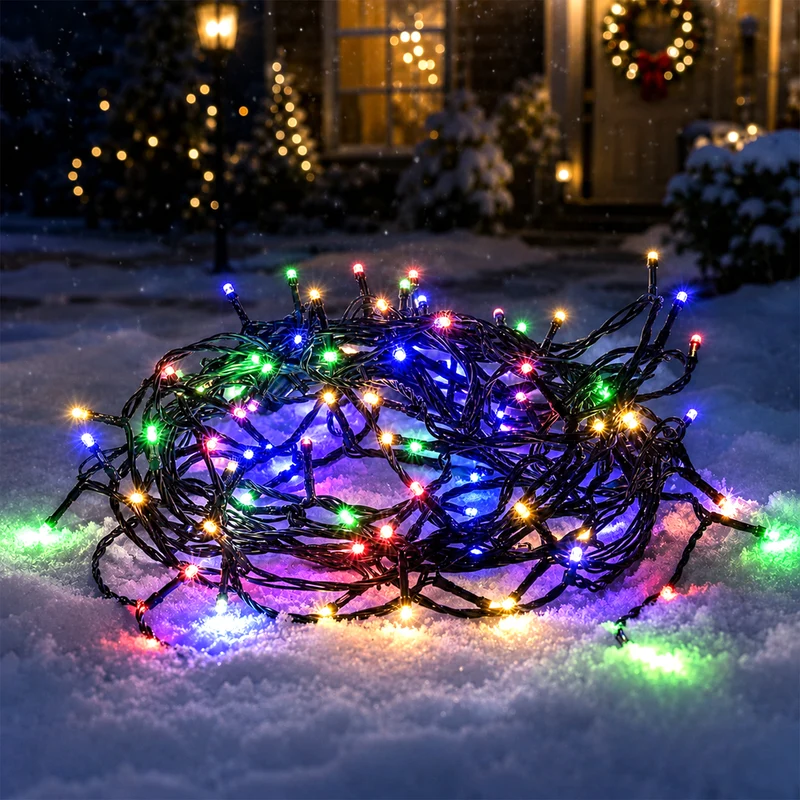 Lexi Lighting 360 LED Fairy Light Chain - Dark Green Cable - Connectable - Muticolour