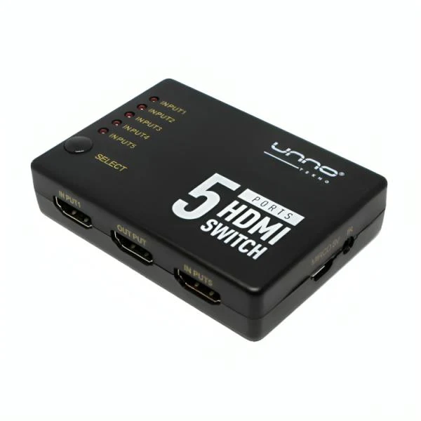 SWITCH UNNO TEKNO HB1203BK SWITCH HDMI 5 PUERTOS 4K 60HZ NO ADMINISTRABLE NEGRO