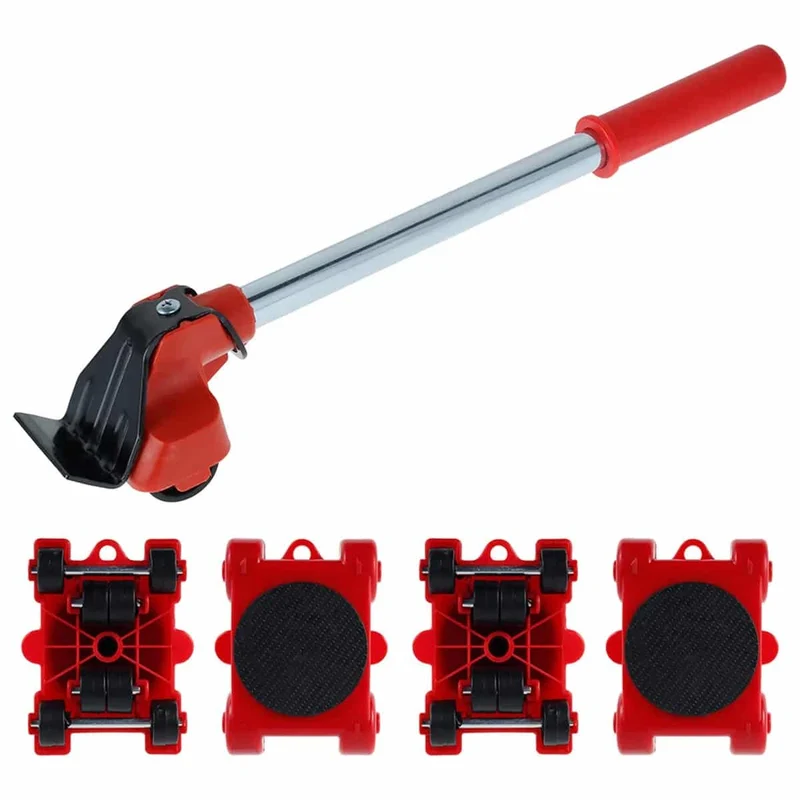 Set De Rodines Para Mover Muebles Color Rojo