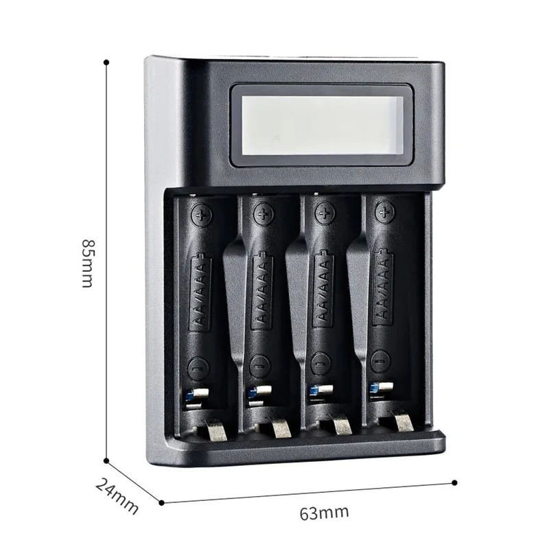 Cargador De Batería Usb Pantalla Lcd 4 Ranuras Para Batería Recargable Aa Y Aaa Indicador Cargador De Batería