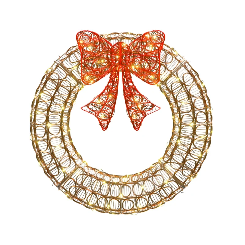 Jingle Jollys Christmas Lights 60cm Motif 160 LED Solar Wreath Xmas Decorations