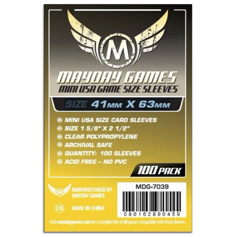 Mayday Games Mayday Mini USA Game Size Sleeves Pack of 100 41 X 63 MM Yellow