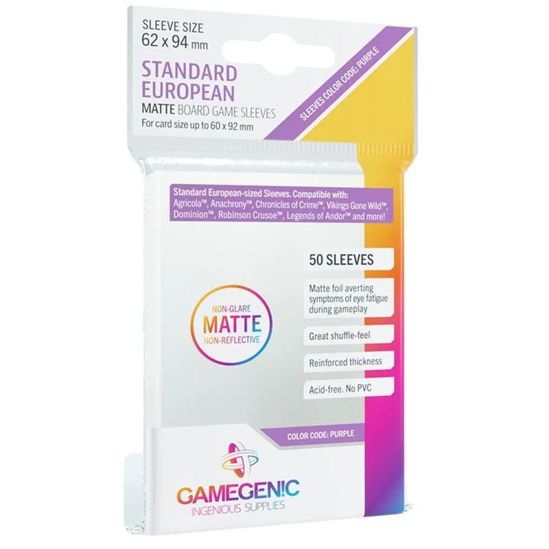 Gamegenic Matte Board Game Sleeves Standard European Sized 62mm x 94mm 50pc