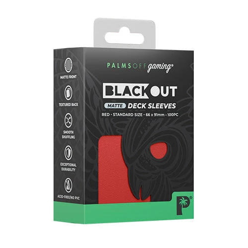 Palms Off Gaming Palms Off Standard 100pc Blackout Deck Sleeves - Red Matte