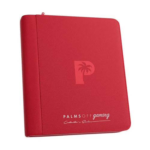 Palms Off Gaming Collector's Series 4 Pocket Card Loader TOP LOADER Clear Zip Binder - Red