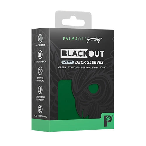 Palms Off Gaming Palms Off Standard 100pc Blackout Deck Sleeves - Green Matte