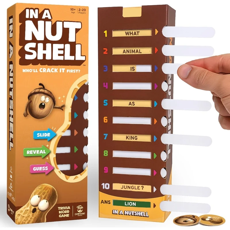 Confident Games In A Nutshell Slide & Reveal Word Guessing Board Game