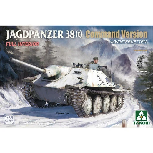 Takom 1/35 Jagdpanzer 38(T) Command Version with Winterketten Plastic Model Kit
