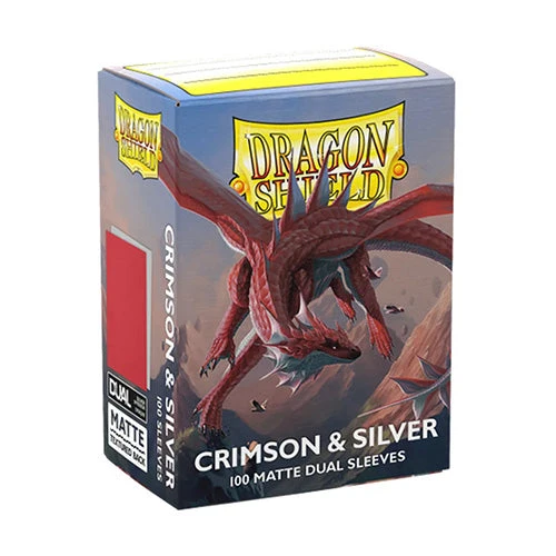 Arcane Tinmen Dragon Shield Standard 100ct Dual Matte Crimson/Silver Sleeves 63x88mm